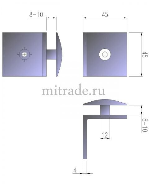 Коннектор стекло-стена 90 MT-037/S cp