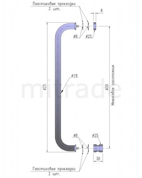 Ручка скоба MT-190 cp Ручка скоба MT-190 cp